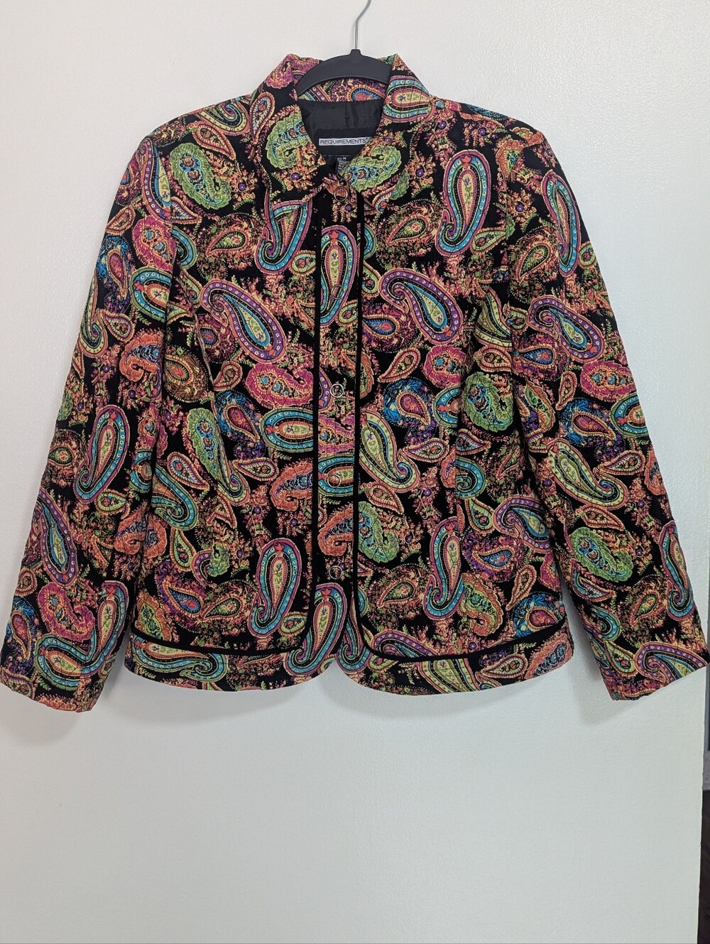 Vintage 90s Requirements Size M Quilted Paisley Snap Front Jacket